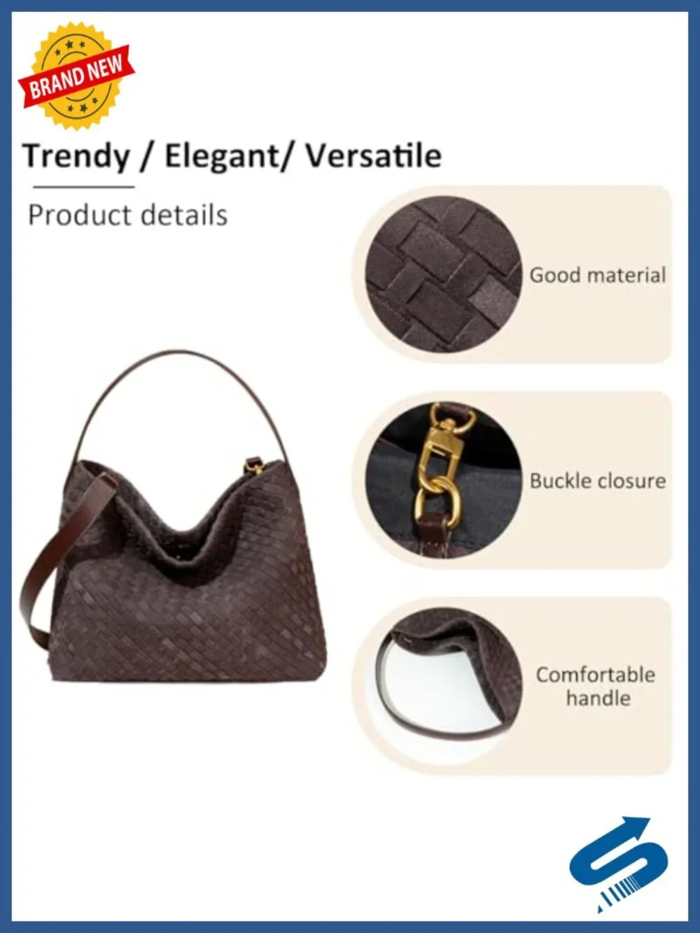 Braided Faux Suede Slouchy Tote Bag Crossbody Shoulder Purse